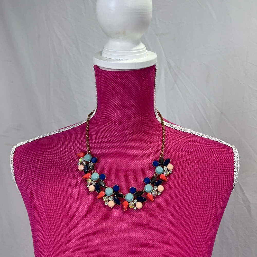 J.Crew Statement Jewel Necklace Blue Coral Crystal